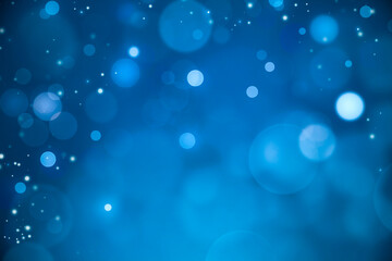 blue festive blurred background with bokeh