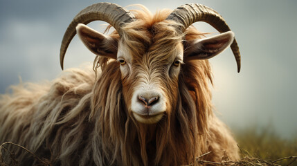 Fototapeta premium Graceful Horned Goat Close-Up