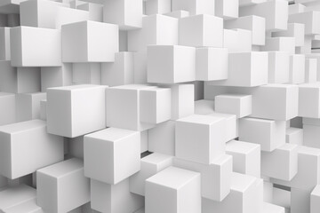 3D White Cubes Abstract Background