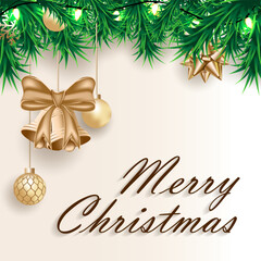 Fototapeta na wymiar Merry Christmas greeting card design, Instagram post