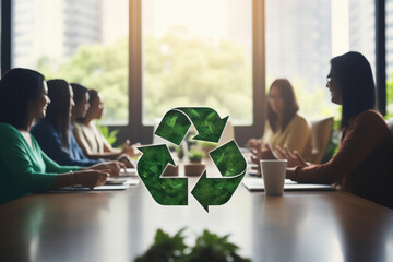 Businesspeople planning and discussing of recycle and reducing