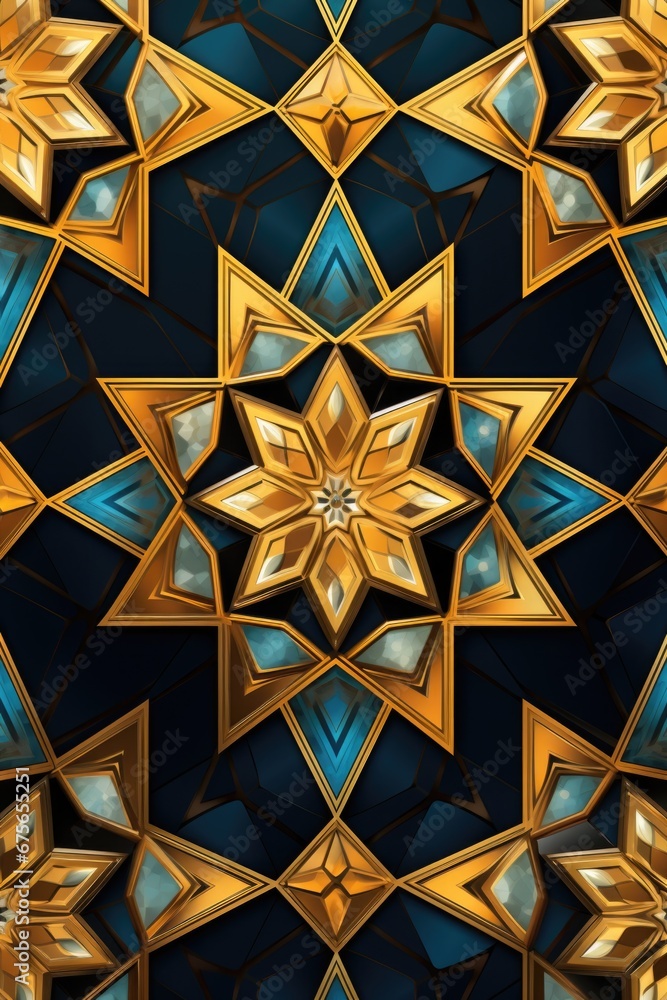 Poster A pattern of gold stars on a vibrant blue background. Perfect for adding a touch of elegance and sparkle to any project.