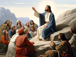 Jesus spreading his teaching to people