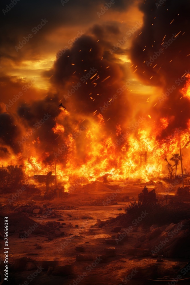 Poster a captivating image of a fire burning in mid-air. this photo can be used to depict danger, intensity