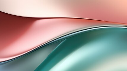 The close up of a glossy metal surface in blush pink, powder blue, and mint green colors in pastel style with a soft focus. Generative AI AIG30. generative AI