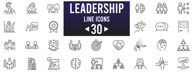 A set of Leadership related icons. Boss, manager and employee icons set. A set of management icons.