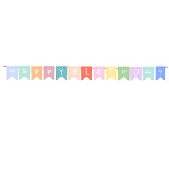 Colorful bunting flag happy birthday hand drawn