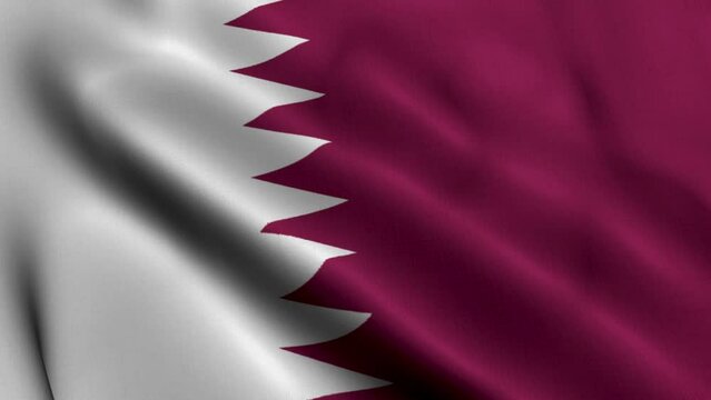 Qatar Flag. Waving  Fabric Satin Texture Flag of Qatar 3D illustration. Real Texture Flag of the State of Qatar