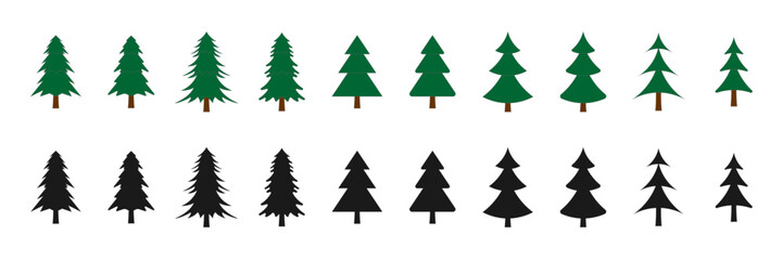 set of christmas tree icon vector illustration isolated on white background. 