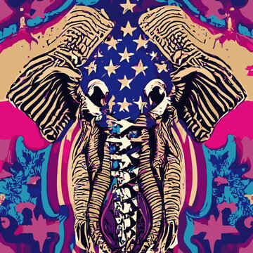 A colorful art with two elephants design for use in design and print poster canvas