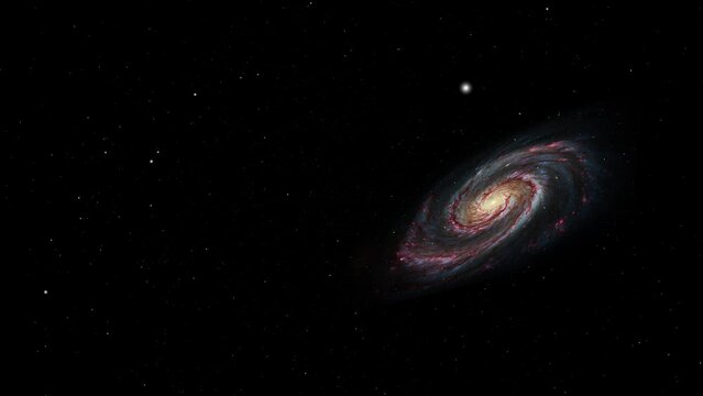 4k a galaxy moving in the darkness in space.