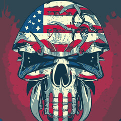 A skull vector , cranium skull , human skull vector,free vector with a flag american on it vector design abstract vector design