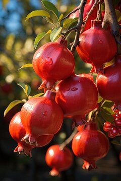 Breathtaking fruit orchard with abundant pomegranate trees 
