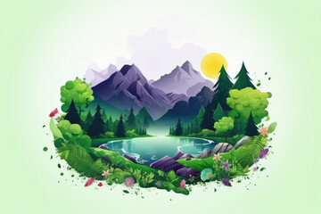 Serene mountain landscape featuring beautiful lake surrounded by trees. Perfect for nature enthusiasts and travel publications.