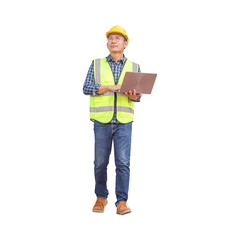 Engineer man with laptop, Foreman worker