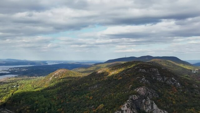 Aerial Drone Landscape Scenery Footage - Foliage, Cloud, Skies, Island, Mountain, Hike, Commercial, Boat, Trees, River - Upstate New York