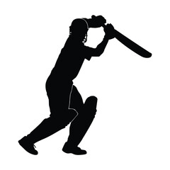 Silhouette of Cricket player. vector image of cricket player.