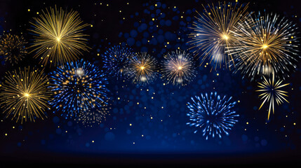 Fireworks background with space for text. Happy New Year and Merry Christmas.