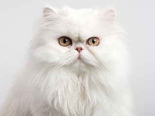 White Persian Cat on a white background.