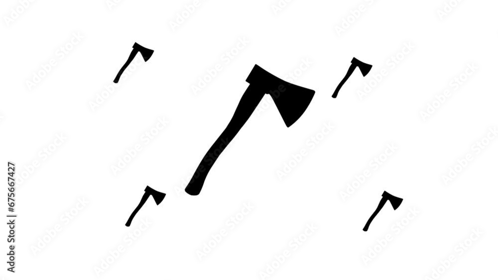 Poster zoom in and out animation the ax symbol. large black symbol in the center and four small symbols aro