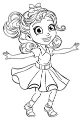 Fototapeta premium Joyful Girl Dancing and Smiling with Delight