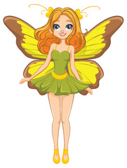 Enchanting Fairy Cartoon Character with Butterfly Wings