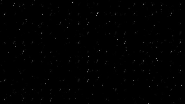 Template animation of evenly spaced forks of different sizes and opacity. Animation of transparency and size. Seamless looped 4k animation on black background with stars