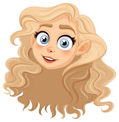 Beautiful Teen Cartoon Character with Big Eyes and Blonde Hair