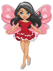 Beautiful Fairy with Wings Cartoon Character