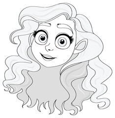 Beautiful Woman with Long Hair: Vector Cartoon Illustration