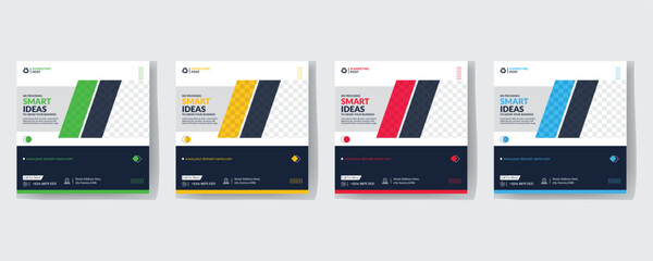 Modern Creative Corporate Business marketing agency promotion social media post template. Editable square banner design with place for the photo