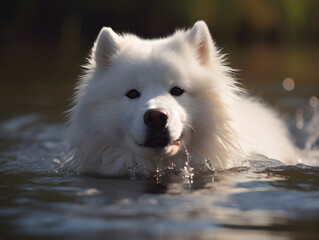 Obraz premium swimming smamoyed