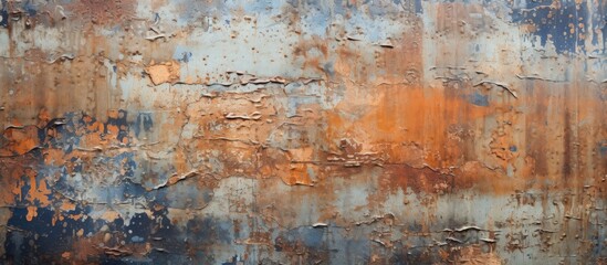 The abstract pattern on the old metal plate creates a grunge texture reminiscent of the city s rainy streets adding a unique background to the construction site