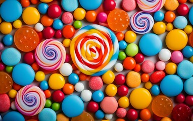 Fototapeta na wymiar Colorful Candies Background, Vibrant Abstract Mosaic