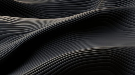 Abstract futuristic dark black background with wave design Realistic 3D wallpaper with luxury flowing lines. Elegant backdrop for poster, websites, brochures, banners, apps, etc.