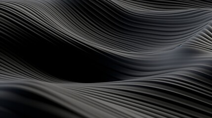 Abstract futuristic dark black background with wave design Realistic 3D wallpaper with luxury flowing lines. Elegant backdrop for poster, websites, brochures, banners, apps, etc.