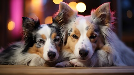 Couple Dogs Love Sleeping Together Under, Gradient Color Background, Background Images , Hd Wallpapers