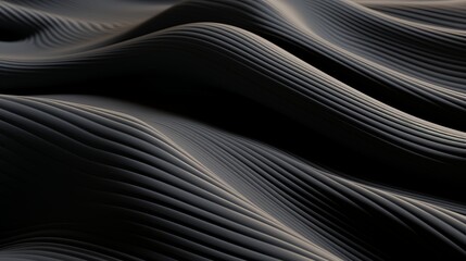 Abstract futuristic dark black background with wave design Realistic 3D wallpaper with luxury flowing lines. Elegant backdrop for poster, websites, brochures, banners, apps, etc.