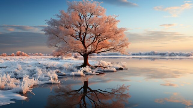 Freestanding Tree Winter, Gradient Color Background, Background Images , Hd Wallpapers