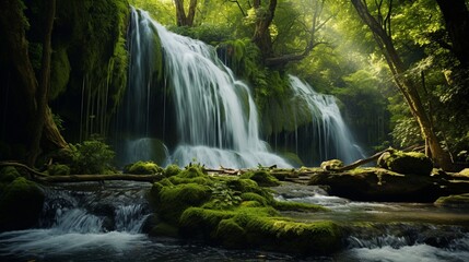 waterfall in deep forest of Croatia