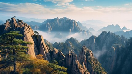 Fototapeta na wymiar Xihai Great Canyon (West Sea Grand Canyon) of Huangshan (Yellow Mountains). Located in Huangshan, Anhui, China.