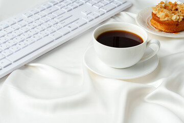 Close up of tartlet with almond petals