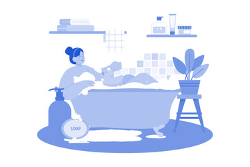 Woman Relaxing At Home Illustration concept on white background