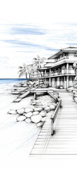 Sketching of a seaside resort