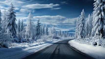 Snowy Frozen Mountain Road Winter Landscape, Gradient Color Background, Background Images , Hd Wallpapers