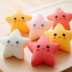 Cute and colorful star shaped cake, selective focus, shallow DOF.