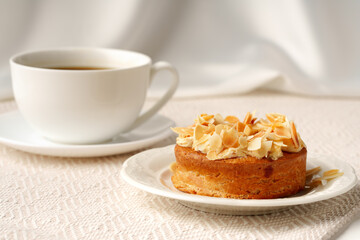 Close up of tartlet with almond petals