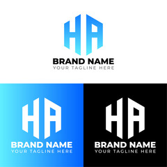 H A Double Letters Polygon Logo, Two letters H A logo design, Minimalist creative vector logo design template