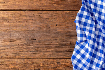 blue tablecloth on wooden background