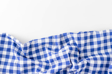 blue tablecloth on white background